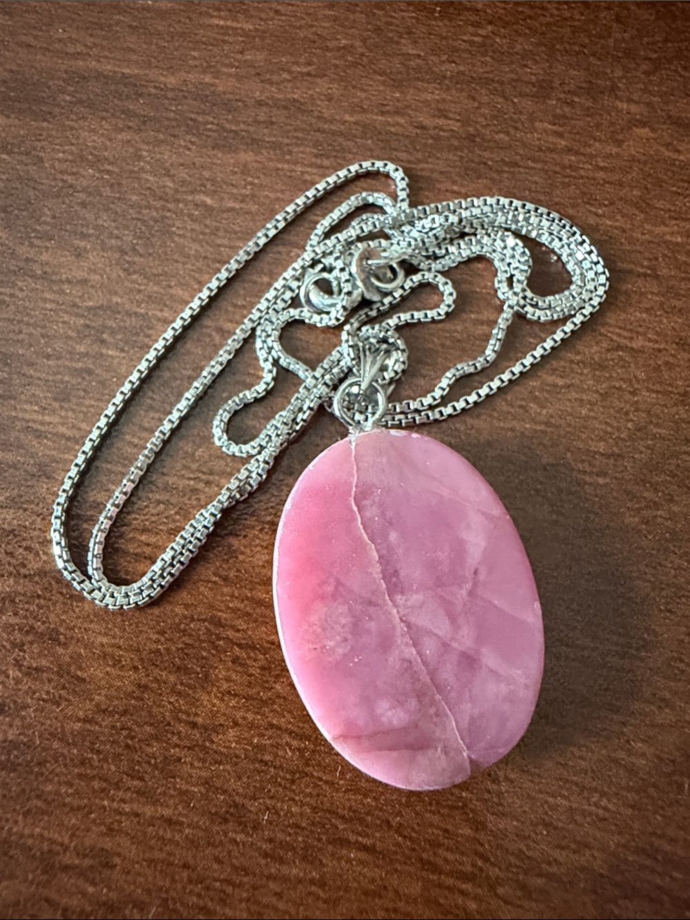 Vintage 925 sterling silver necklace with natural pink gemstone - Picture 5 of 11